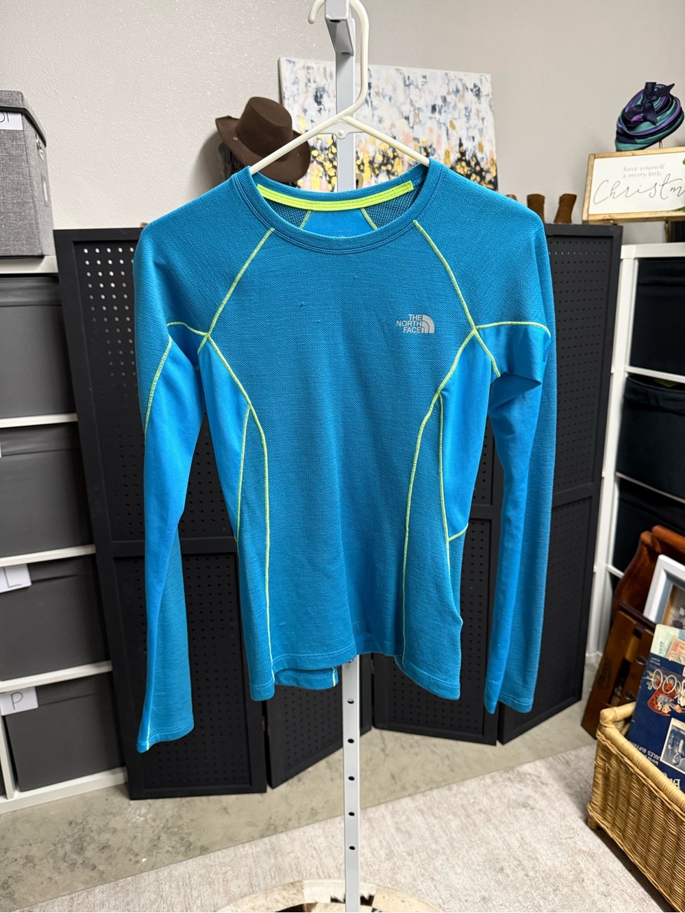 The North Face Turquoise Performance Flight Series Top with Neon Stitching